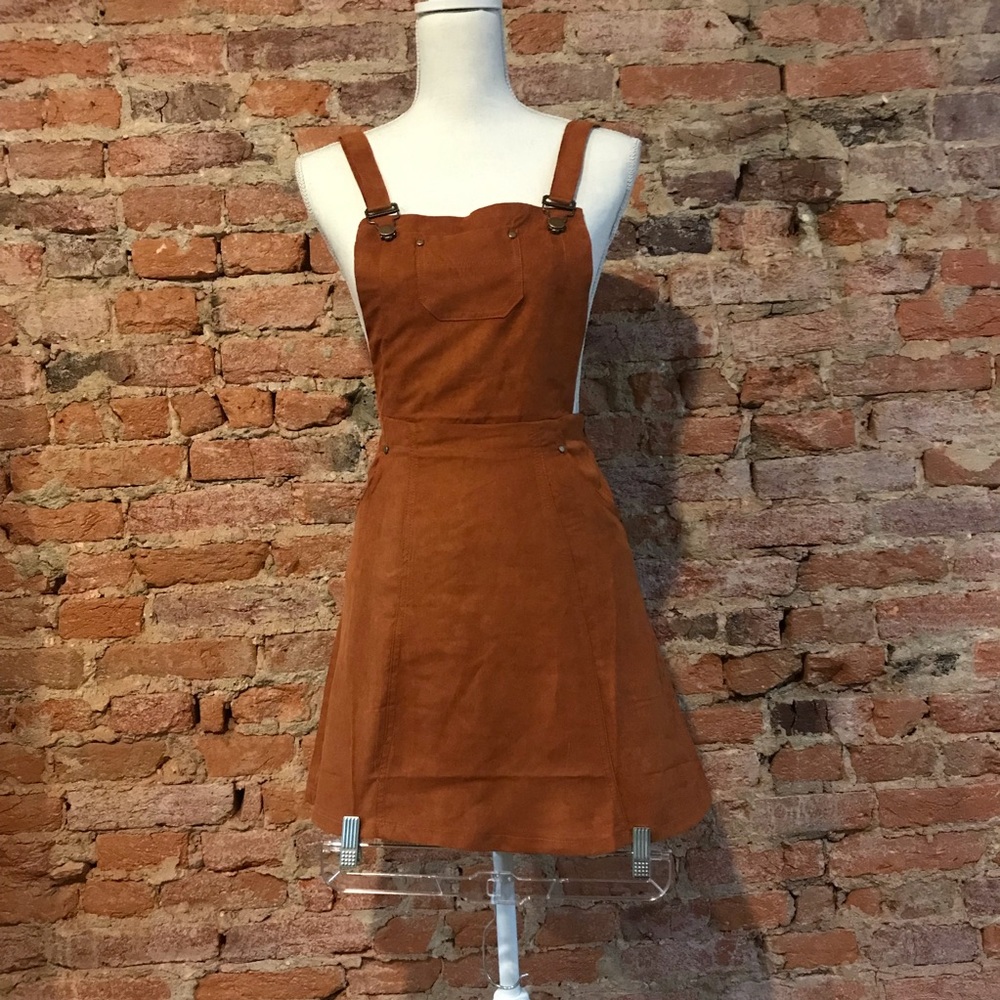 Like New BooHoo Suedette Pinafore Dress(worn once)